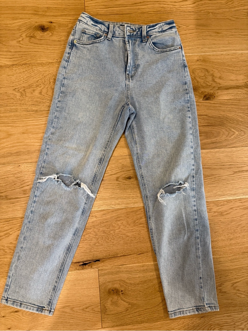 wild fable Light Blue High-Rise Distressed Mom Jeans